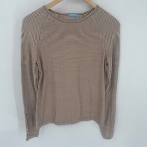 J McLaughlin Striped Sweater Brown White Button Cuff Women's Small